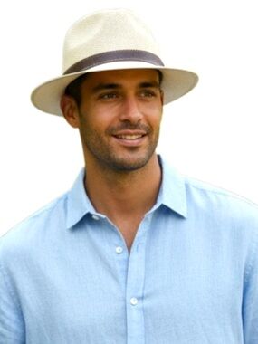 Unisex Tan with Brown Leather Band Coated Straw Fedora Hat